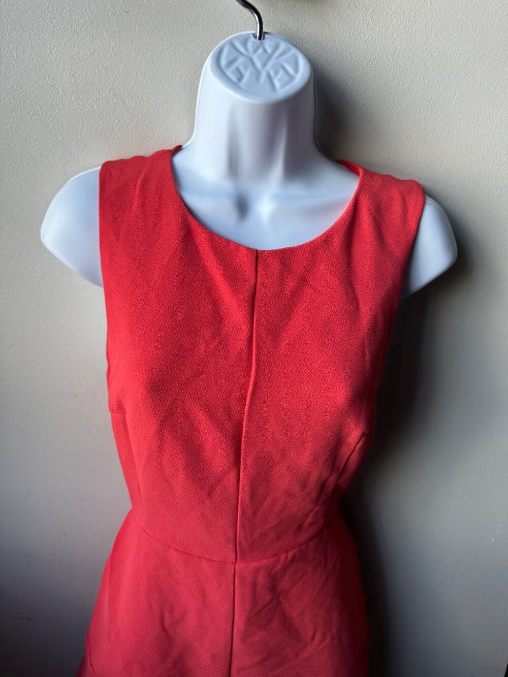 DO+BE Women's M Coral Red Sleeveless Fit and Flare Mini Dress Textured Back Zip